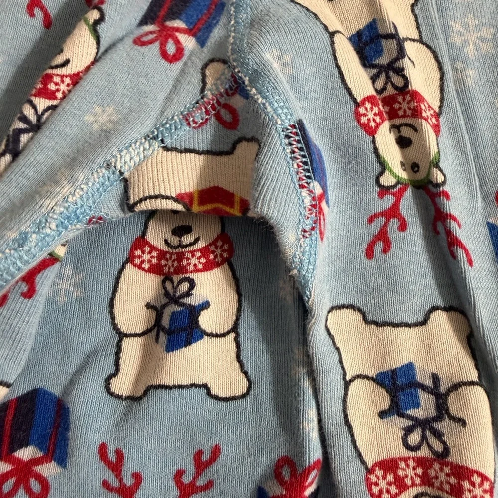 Hanna Andersson Long John Pajamas in Organic Cotton Beary Merry Blue Size 6-7
